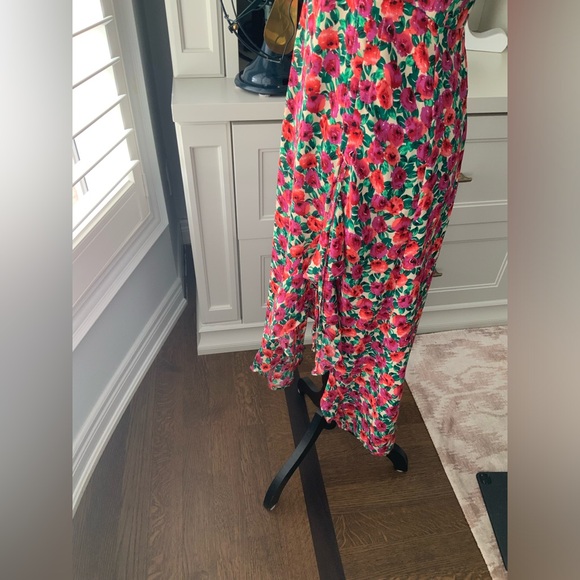 OLIVIA + JAMES Floral Red Pink Purple Midi Sleeveless V-Neck Dress Size Small - Picture 4 of 16